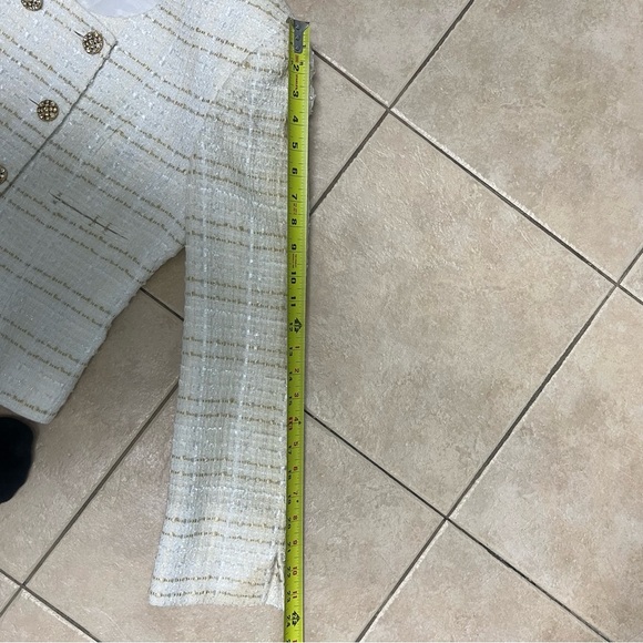 Christian Dior Women’s Blazer Size 12 White And Gold Tweed Jacket Vintage - Picture 13 of 14